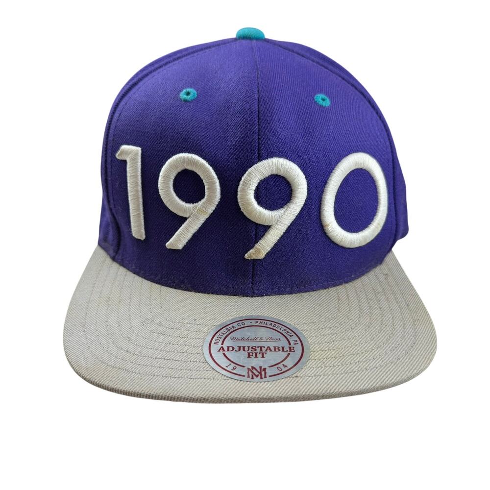 Mitchell & Ness 1990 Snapback Hat Purple Teal One Size